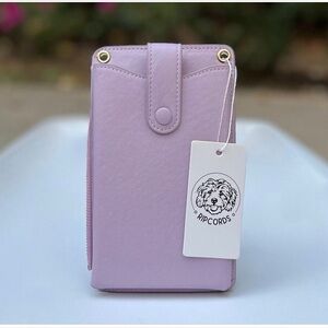 Lavender Purple Small Crossbody Phone Purse, Zipper Coin Card Slot Gold Hardware